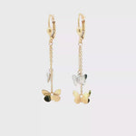 Load and play video in Gallery viewer, Butterfly Charm Dangle Earrings in Yellow Gold