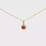 Load and play video in Gallery viewer, 14ct Yellow Gold Charm Necklace with Round-Cut CZ Pendant