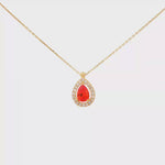Load and play video in Gallery viewer, Yellow Gold Chain Necklace with Pear CZ Pendant