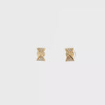 Load and play video in Gallery viewer, Yellow Gold Stud Earrings with Round Brilliant CZ