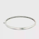 Load and play video in Gallery viewer, Modern Geometric Design White Gold Bangle