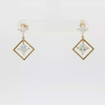 Load and play video in Gallery viewer, 14ct Yellow Gold Dangle Earrings with Princess Cut CZ