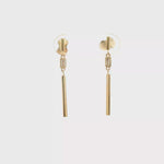 Load and play video in Gallery viewer, Yellow Gold Dangle Earrings with Emerald Cut CZ