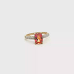 Load and play video in Gallery viewer, 9ct Orangy Red Topaz Multistone Ring in Yellow Gold