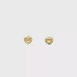 Load and play video in Gallery viewer, 14k Yellow Gold Double Heart Stud Earrings