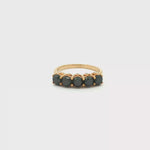 Load and play video in Gallery viewer, 9ct Yellow Gold Ring with Round Brilliant Cut Fancy Black Diamonds