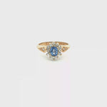 Load and play video in Gallery viewer, Yellow Gold Cocktail Ring with Light Blue Oval Sapphire