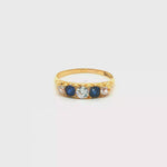Load and play video in Gallery viewer, Yellow Gold Multistone Ring with Royal Blue Sapphire