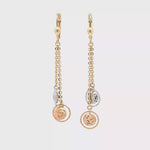 Load and play video in Gallery viewer, Tri-Gold Dangle Earrings with Textured Spherical Charms