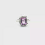 Load and play video in Gallery viewer, 9ct White Gold Emerald-Cut Amethyst Multistone Ring