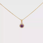 Load and play video in Gallery viewer, Yellow Gold Chain Necklace with Round Brilliant CZ Pendant
