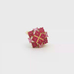 Load and play video in Gallery viewer, 10ct Gold Cocktail Ring with Square-Cut Pink Gemstones