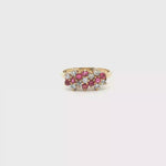 Load and play video in Gallery viewer, Yellow Gold Multi Stone Ring with Red Rubies