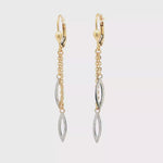 Load and play video in Gallery viewer, Elegant Yellow Gold Dangle Earrings with Open Marquise Accents