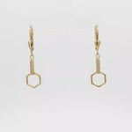 Load and play video in Gallery viewer, Yellow Gold Dangle Earrings with Round Cut CZ
