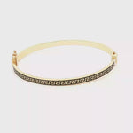 Load and play video in Gallery viewer, Yellow Gold Bangle Bracelet with Black Greek Key Design