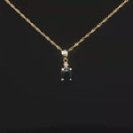 Load and play video in Gallery viewer, Yellow Gold Charm Necklace with Black Sapphire Pendant