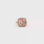 Load and play video in Gallery viewer, 9ct Rose Gold Ring with Cushion Cut Morganite &amp; Diamonds