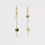 Load and play video in Gallery viewer, Yellow Gold Star Dangle Earrings