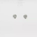 Load and play video in Gallery viewer, White Gold Heart-Shaped CZ Stud Earrings