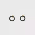 Load and play video in Gallery viewer, Gold Stud Earrings with Circle of Fancy Black Diamonds