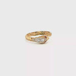Load and play video in Gallery viewer, 9ct Gold Snake Ring With Ruby Eyes &amp; CZ Cluster (Birmingham 1989)