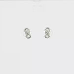 Load and play video in Gallery viewer, Elegant White Gold Stud Earrings with Round Brilliant CZ