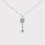 Load and play video in Gallery viewer, White Gold CZ Arrow Charm Necklace
