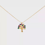 Load and play video in Gallery viewer, Yellow Gold Tree of Life Multi-Stone Charm Necklace