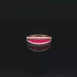 Load and play video in Gallery viewer, 18ct Rose Gold Ring with Round Cut Ruby &amp; Diamond Gemstones
