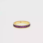 Load and play video in Gallery viewer, Yellow Gold Eternity Ring with Round Amethysts
