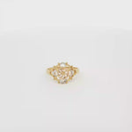 Load and play video in Gallery viewer, Tri-Tone Gold Floral Cocktail Ring with Intricate Filigree