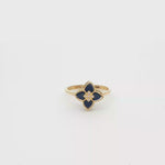 Load and play video in Gallery viewer, Yellow Gold Blue stone and CZ Floral Ring