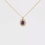 Load and play video in Gallery viewer, Yellow Gold Charm Necklace with Pear Amethyst Pendant
