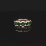 Load and play video in Gallery viewer, Yellow Gold Diamond Ring with Oval Emeralds
