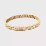 Load and play video in Gallery viewer, Elegant Yellow Gold Lattice Bangle Bracelet