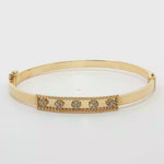 Load and play video in Gallery viewer, Yellow Gold Bangle with Round Brilliant Cut CZ