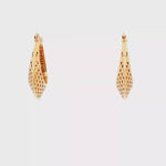 Load and play video in Gallery viewer, Delicate Yellow Gold Openwork Hoop Earrings