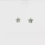Load and play video in Gallery viewer, 14ct White Gold Star CZ Stud Earrings