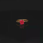 Load and play video in Gallery viewer, 14ct Yellow Gold Ring Adorned with Round Cut Ruby Cluster