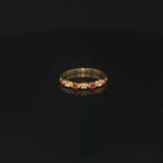 Load and play video in Gallery viewer, Yellow Gold Band Ring with Round Ruby &amp; Diamond Gemstones