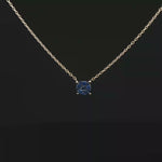 Load and play video in Gallery viewer, Yellow Gold Necklace with Deep Blue Sapphire Pendant