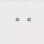 Load and play video in Gallery viewer, White Gold Stud Earrings with Square Cut CZ