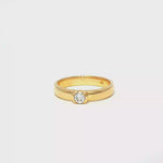 Load and play video in Gallery viewer, Yellow Gold Solitaire Ring with Round Brilliant Diamond