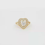 Load and play video in Gallery viewer, Two Tone Gold Heart-Shaped CZ Ring