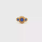 Load and play video in Gallery viewer, 18ct Gold Ring with Deep Blue Sapphire &amp; Diamonds