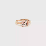 Load and play video in Gallery viewer, Rose Gold Solitaire Ring with Cushion Cut Morganite