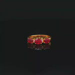 Load and play video in Gallery viewer, 18ct Yellow Gold Ring with Oval Ruby Trio &amp; Diamonds
