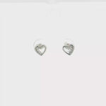 Load and play video in Gallery viewer, 14ct White Gold Heart Stud Earrings with Round Brilliant CZ