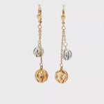 Load and play video in Gallery viewer, Two-Tone Gold Openwork Sphere Dangle Earrings